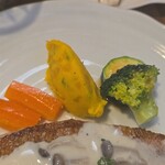 キッチン ブルー グローブ - 備え付け野菜のアップ