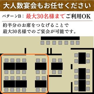 【部分貸切：パターンB】最大30名様までご利用OK