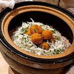 銀座 しのはら - 伊勢海老の真丈のフライと白魚のご飯