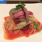 シンシア・リリィ - 1080円ランチコースの鴨と茄子の冷製パスタ