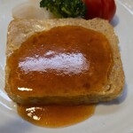 キッチン ブルー グローブ - 正面から、ソースはとろみかある？