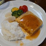 キッチン ブルー グローブ - ご飯を乗せてのワンプレート