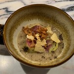 filo - 短角牛のカプネット　レンコンとごぼうのパッサータ　黒トリュフの香り