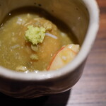 登喜和鮨 - おこげを干して素揚げにした里芋。正式名称はカニクリーム"おこっけ"。