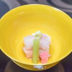 水戸山口楼 - 2025.1 大洗港 活ひらめ鮟肝巻 千社唐と紅梅蕪 煎り酒