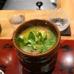 Ootani - Small Hot Pot with Oysters, Salmon, Mukago, and Winter Vegetables in Miso