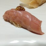 鮨 博多まつもと - メジマグロ 粒マスタード載せ