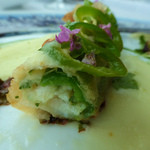 モナリザ - 帆立貝と万願寺とうがらしのパピヨット　ライム風味の断面