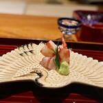 日本料理 別府 廣門 - 佐伯　車海老のお造り　最高の火入れ。甘くて美味しい！