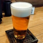 鶏 炭火 地酒 松もと - 一杯目の生ビール、マスターズドリーム