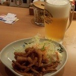 やよい軒 - 生ビール/小＋イカゲソの唐揚げ