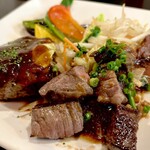 福島牛ステーキと肉汁ハンバーグ 文や - 