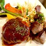 福島牛ステーキと肉汁ハンバーグ 文や - 