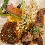 福島牛ステーキと肉汁ハンバーグ 文や - 