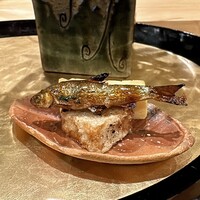 銀座 きた川 - 焼諸子、海老芋唐揚げ、玉子真薯