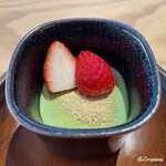 日本料理 藤井 - 苺と抹茶のブラマンジェ