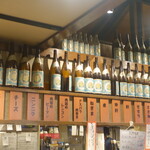 串カツの中村屋 - キンミヤ焼酎の一升瓶がオブジェとして飾られています