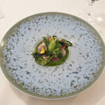 Restaurant KAITO - 蕪のおろし、春菊アイス　蝦夷鹿のタルタル、蕪の葉のソース、菜の花、黒米
