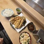 いもや - えび天定食　牡蠣(2個)、穴子追加