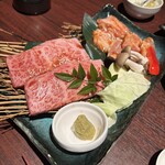 焼肉きたじま - 料理写真:上ロースとホルモン