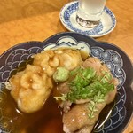 なな治 - 牛しゃぶと白子べっこうあん。