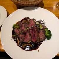 シャンパン食堂 - A.和牛ハラミステーキ、ポルト酒のソース