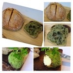 NARISAWA - 小豆入りパンとカンパーニュ。 
      苔です、、と出されたのはバター。こういう遊び心好きですね。 