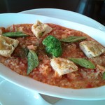 カフェ リトルハンズ - 「トマトと厚揚げの玄米焼きリゾット」