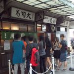 鮨処寿司大 - 寿司 大　午前6時の行列(店舗前)　2014年6月