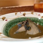 鮨 江藤 - 蒸し鮑/肝ソース/シャリ玉