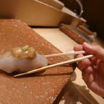 鮨 江藤 - 広島県産カワハギ/肝醤油