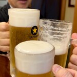 どぜう・四季料理 やぶや - 今回はMugがお世話になってる床屋の奥さんも参戦！
      まずは黒ラベル生で乾杯〜♪”(*>∀<)っ凵凵c (>∀<*)ｶﾝﾊﾟｰｲ！