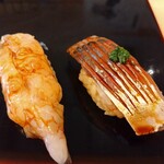 立ちぐい寿し 酒伊 金次郎 - 赤生えび、真あじ