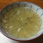 日の出 - 葛きりに胡椒を振りかけて頂きます