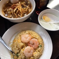 梅蘭 御茶ノ水ワテラス店 - ねぎそばセット　1,380円　海老炒飯主役バージョン