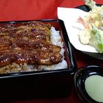 天米 - うな重と天ぷら盛り合わせ。