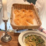 チニャーレ ヴィーノ エ パーネ - ポルチーニパスタの麺