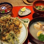 Kaisaku - かき揚げ、サラダ、小鉢、食後のコーヒー付き