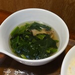 キッチン ブルー グローブ - ほうれん草スープのアップ