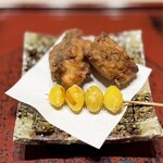 いち井 - 河豚の唐揚げ    銀杏串