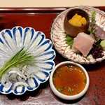 いち井 - 河豚刺し      お造り3種