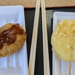 おさかな共和国 えびす丸 - タココロッケと玉ねぎの天ぷら