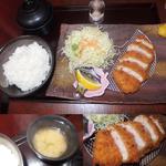 豚々 - 上：じげもんヒレ定食\1380 左下：お味噌汁　右下：ヒレカツ別アングル