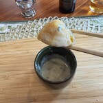 軽井沢リストランテ小林 - カボチャのニョッキ・ゴルゴンゾーラチーズのクリームソース、箸上げ