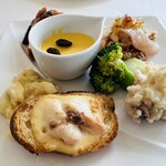 アルチ・ゴーラ - 鱈のグラタン ・アンチョビとチーズのブルスケッタ  ・タコのポテサラ  ・ブロッコリー ・かぼちゃのパンナコッタ