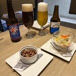 日本酒プレミアムラウンジ⼀献⾵⽉ by PERIE CHIBA - 銚子ビール（銚子エール）・九十九里オーシャンビール ピルスナー・千葉県産野菜のピクルス・千葉県産 むきゆで落花生