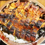 たてまつ - 「うなぎまぶし」アップです。表面がパリッとして、なかはふわっふわ！！たれは甘辛く炊き立てご飯とのバランスもピッタリです。いつもながら美味しイ。(@_@)