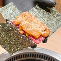 銀座 ちかみつ 並木通り - トッピングは塩味が柔らかく旨味の強い淡雪塩。海苔はもちろん網で炙って潮の香りを引き出します