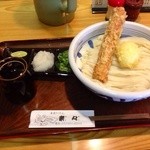 手造りうどん 楽々 - ちく玉天生醤油