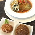 Chez-K'2 - ロールキャベツトマト風味@1750                                                    カニクリームコロッケ＆ミンチカツレツトッピング